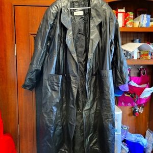 3/4 length black leather charles klein